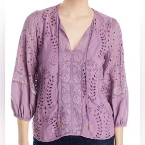 Johnny Was Janine Purple Peasant Top With Cami